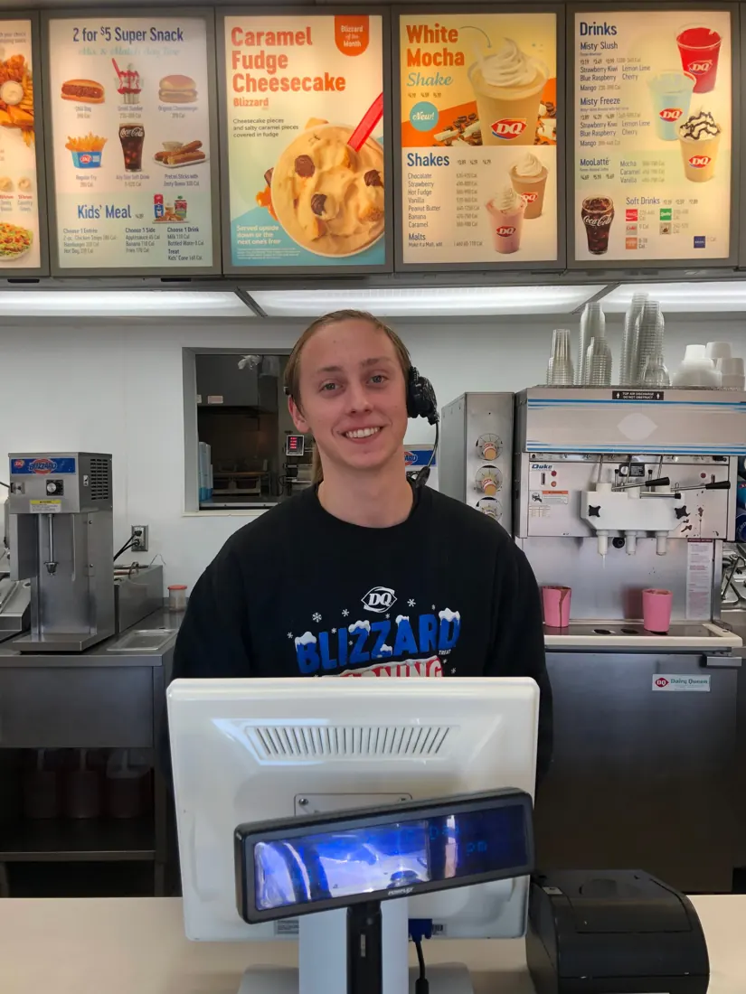 Sebastian at the Dairy Queen counter
